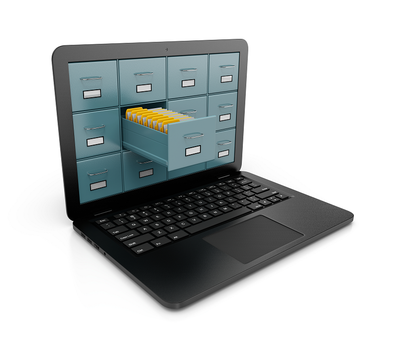 Laptop showing drawers on screen